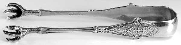Italian (Sterling, 1870) Large Sugar Tongs W/Claw Tips