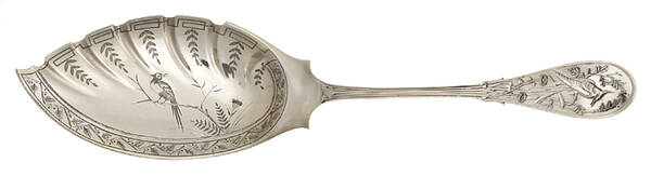 Japanese (Sterling, 1871, No Monograms) Small Fish Serving Knife, Bright Cut Solid Piece