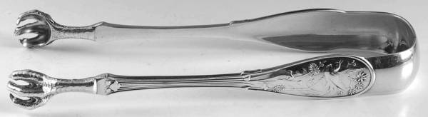Japanese (Sterling, 1871, No Monograms) Large Sugar Tongs W/Claw Tips