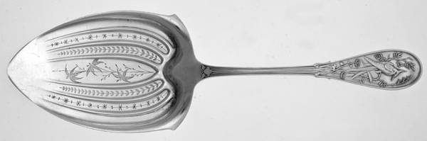 Japanese (Sterling, 1871, No Monograms) Large Solid Bright Cut Pie Knife