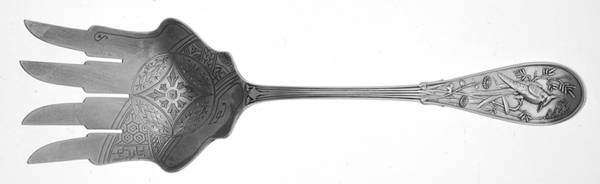 Japanese (Sterling, 1871, No Monograms) Large Solid Bright Fish Serving Fork