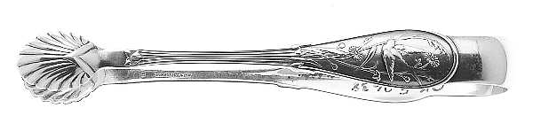 Japanese (Sterling, 1871, No Monograms) Sugar Tongs Small with Shell Tips