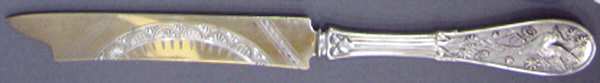 Japanese (Sterling, 1871, No Monograms) Bright Cut Solid Pickle Serving Knife
