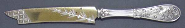 Japanese (Sterling, 1871, No Monograms) Bright Cut Solid Pickle Serving Knife