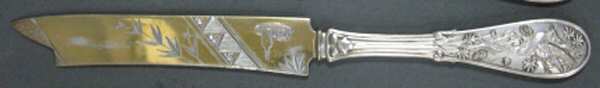 Japanese (Sterling, 1871, No Monograms) Bright Cut Solid Pickle Serving Knife