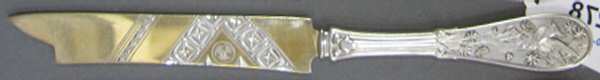 Japanese (Sterling, 1871, No Monograms) Bright Cut Solid Pickle Serving Knife