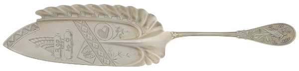 Japanese (Sterling, 1871, No Monograms) Large Solid Bright Cut Fish Serving Knife