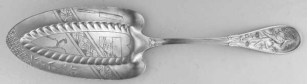 Japanese (Sterling, 1871, No Monograms) Large Solid Bright Cut Pie Knife