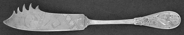 Japanese (Sterling, 1871, No Monograms) Cheese Serving Knife Bright Cut