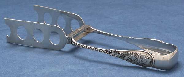 Japanese (Sterling, 1871, No Monograms) Solid Yoked Asparagus Tongs