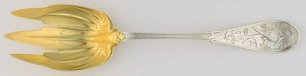 Japanese (Sterling, 1871, No Monograms) Solid Salad Serving Fork