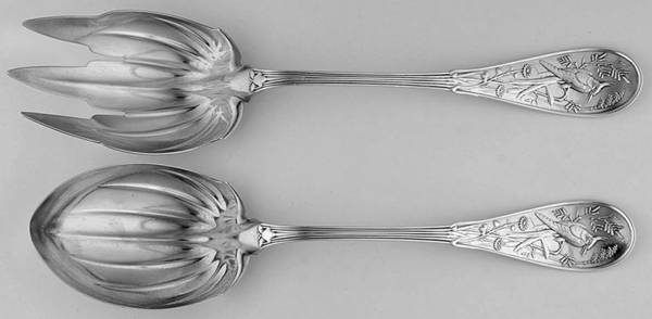 Japanese (Sterling, 1871, No Monograms) (2 Pc) Solid Salad Set
