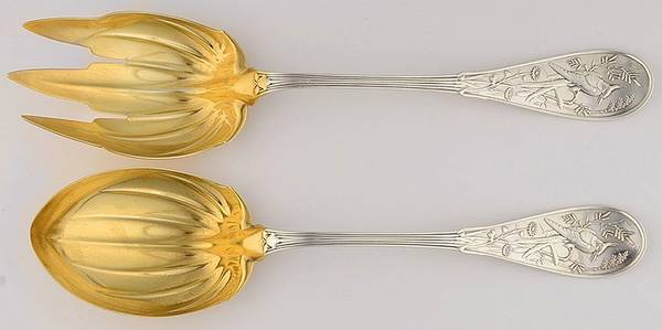 Japanese (Sterling, 1871, No Monograms) (2 Pc) Solid Salad Set