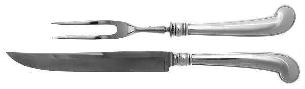 King William-Antique (Sterling, 1870) Small 2-Piece Steak Carving Set w/Stainless Blade
