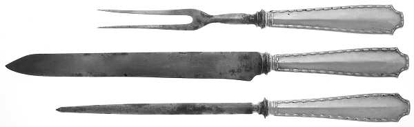 Marquise (Sterling, 1902, No Monograms) Large 3-Piece Roast Carving Set w/ Stainless Blade