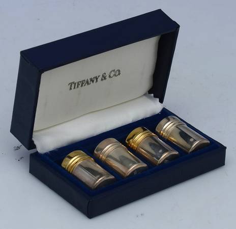Sterling Hollowware Set of 2 Individual Salt & Pepper Set w/Case