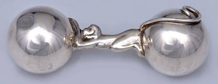 Monkey (Sterling) Dumbbell Baby Rattle