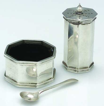 Sterling Hollowware Sterling Open Salt, Spoon and Pepper Individual