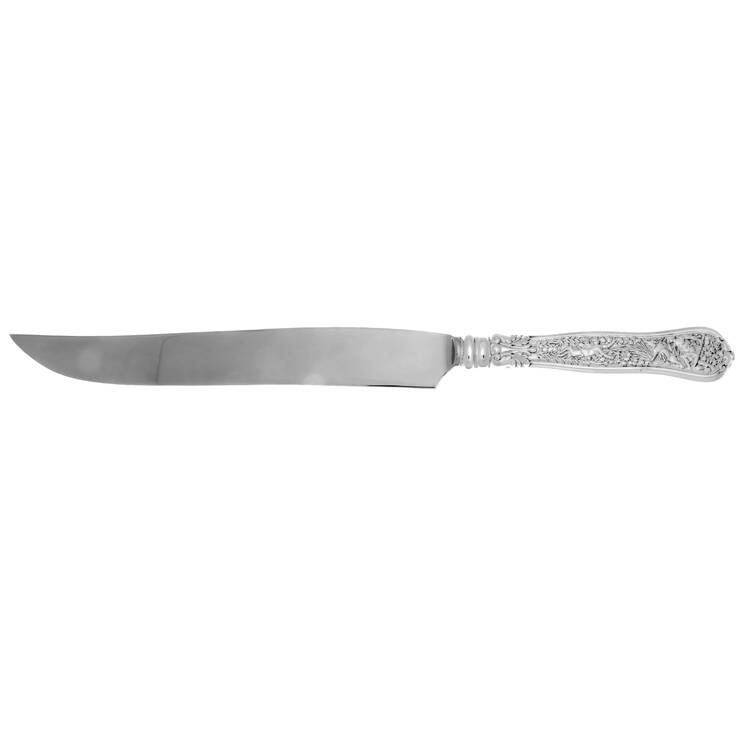 Olympian (Sterling, 1878, No Monograms) Large Stainless Blade Roast Carving Knife