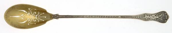 Olympian (Sterling, 1878, No Monograms) Pierced Bowl Long Handle Olive Spoon