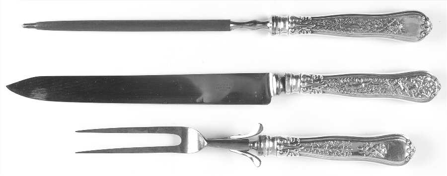 Olympian (Sterling, 1878, No Monograms) Large 3-Piece Roast Carving Set w/ Stainless Blade