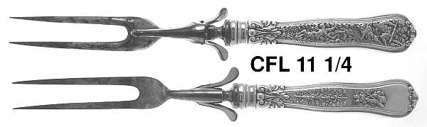 Olympian (Sterling, 1878, No Monograms) Large Stainless-Prong Roast Carving Fork