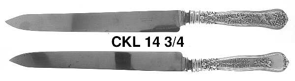 Olympian (Sterling, 1878, No Monograms) Large Stainless Blade Roast Carving Knife
