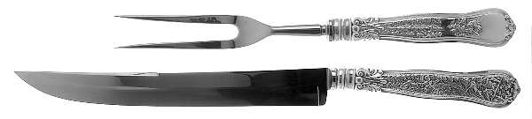 Olympian (Sterling, 1878, No Monograms) Large 2-Piece Roast Carving Set w/Stainless Blade