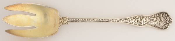 Olympian (Sterling, 1878, No Monograms) Solid Salad Serving Fork