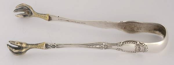 Richelieu (Sterling, 1892, No Monograms) Small Sugar Tongs W/Claw Tips