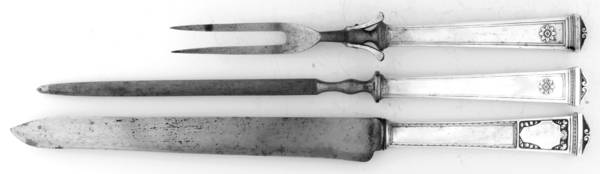 San Lorenzo (Sterling, 1916) Large 3-Piece Roast Carving Set w/ Slvrplate Blade