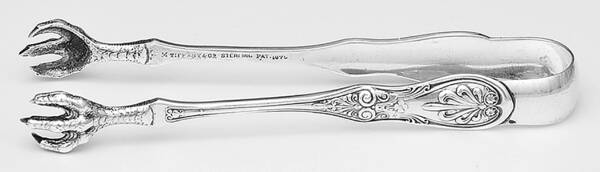Saratoga (Sterling, 1870, No Monograms) Small Sugar Tongs W/Claw Tips