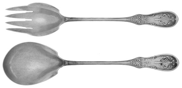 Saratoga (Sterling, 1870, No Monograms) Solid Oversized Serving Salad Set