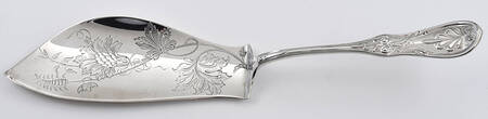 Saratoga (Sterling, 1870, No Monograms) Large Solid Bright Cut Fish Serving Knife