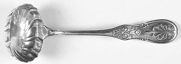 Saratoga (Sterling, 1870, No Monograms) Solid Gravy Ladle with Fluted Bowl