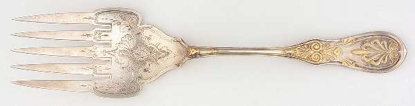 Saratoga (Sterling, 1870, No Monograms) Large Solid Bright Fish Serving Fork