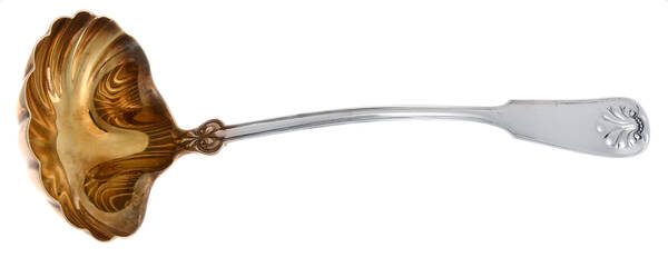 Shell & Thread (Sterling, 1905, No Monograms) Oyster Ladle with Hemispherical Bowl