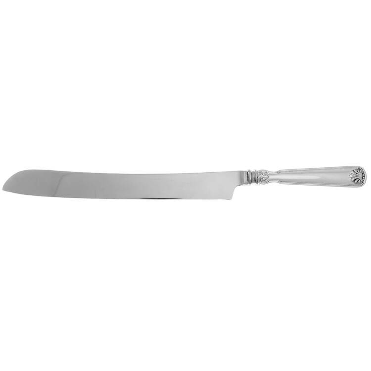 Shell & Thread (Sterling, 1905, No Monograms) Wedding Cake Knife with Stainless Blade HC