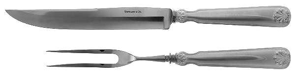 Shell & Thread (Sterling, 1905, No Monograms) Small Stainless Blade 2-Piece Steak Carving Set