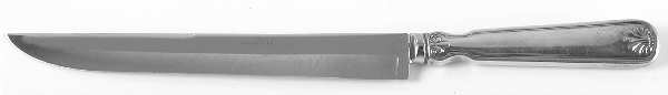 Shell & Thread (Sterling, 1905, No Monograms) Large Stainless Blade Roast Carving Knife