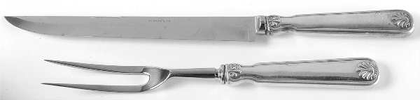 Shell & Thread (Sterling, 1905, No Monograms) Large 2-Piece Roast Carving Set w/Stainless Blade