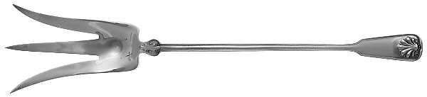 Shell & Thread (Sterling, 1905, No Monograms) Large Lettuce Serving Fork