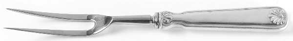 Shell & Thread (Sterling, 1905, No Monograms) Large Stainless-Prong Roast Carving Fork