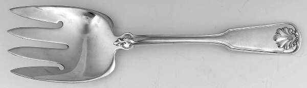 Shell & Thread (Sterling, 1905, No Monograms) Large Solid Fish Serving Fork