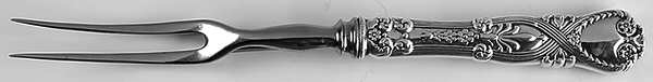 St. James (Sterling, 1898, No Monograms) Large Stainless-Prong Roast Carving Fork