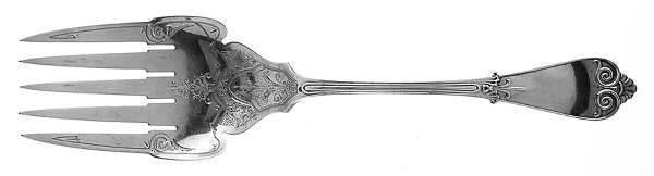 Tiffany (Sterling, 1869) Large Solid Bright Fish Serving Fork