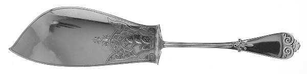 Tiffany (Sterling, 1869) Large Solid Bright Cut Fish Serving Knife