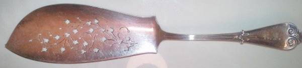Tiffany (Sterling, 1869) Large Solid Bright Cut Fish Serving Knife
