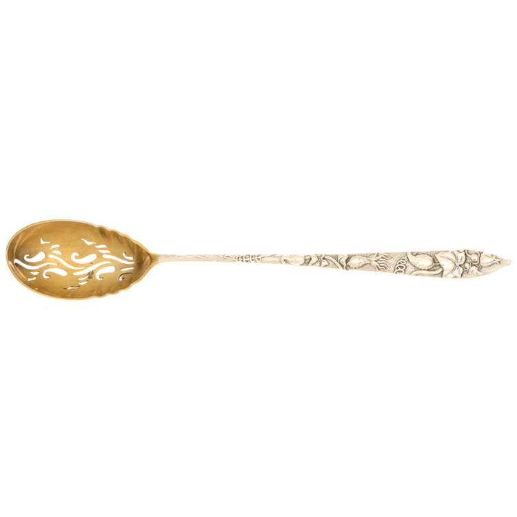 Vine-Multi Motif (Sterling, 1872) Pierced Bowl Short Handle Olive Spoon