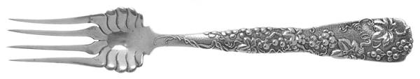 Vine-Multi Motif (Sterling, 1872) Large Solid Cold Meat Serving Fork